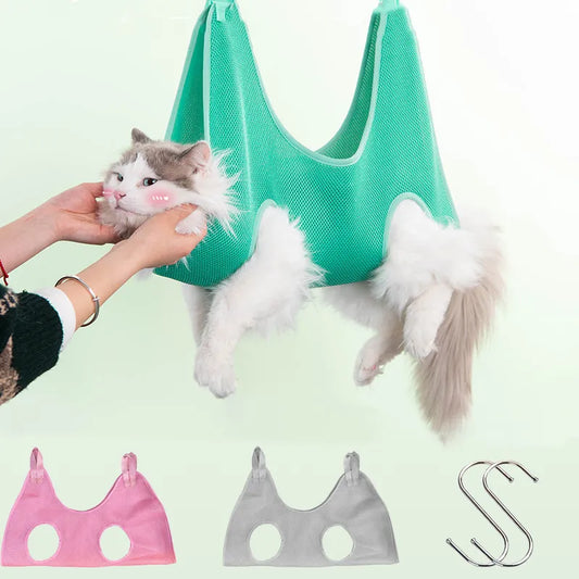 Cat Grooming nail cutting anti-scratch bite fixed bag bath Trimming Restraint Bag Pet Beauty hammock hanging Pet Supplies [PET]