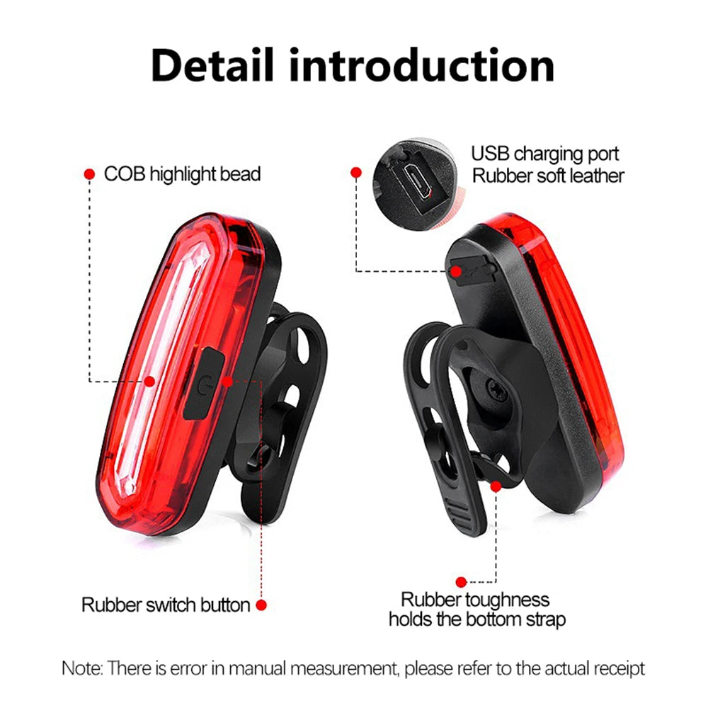 Bike Tail Light LED Bike Front Rear Light Bicycle Waterproof USB Rechargeable Mountain Riding Cycling Tail Lamp Bicycle Light [CYC]