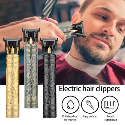 Vintage T9 Electric Hair Cutting Machine Hair Clipper Professional Men Shaver Rechargeable Barber Trimmer for Men Dragon Buddha [HAI]