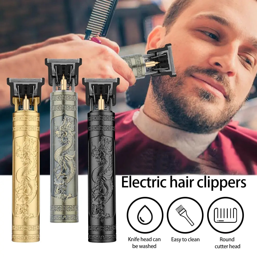 Vintage T9 Electric Hair Cutting Machine Hair Clipper Professional Men Shaver Rechargeable Barber Trimmer for Men Dragon Buddha [HAI]