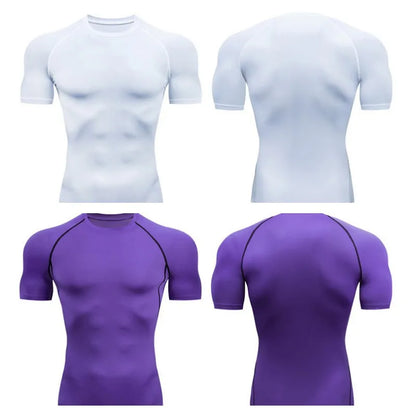 Men Compression Running T Shirt Fitness Tight Short Sleeve Tshirt Training Jogging Shirts Gym Sportswear Quick Dry Rashgard [TSH]