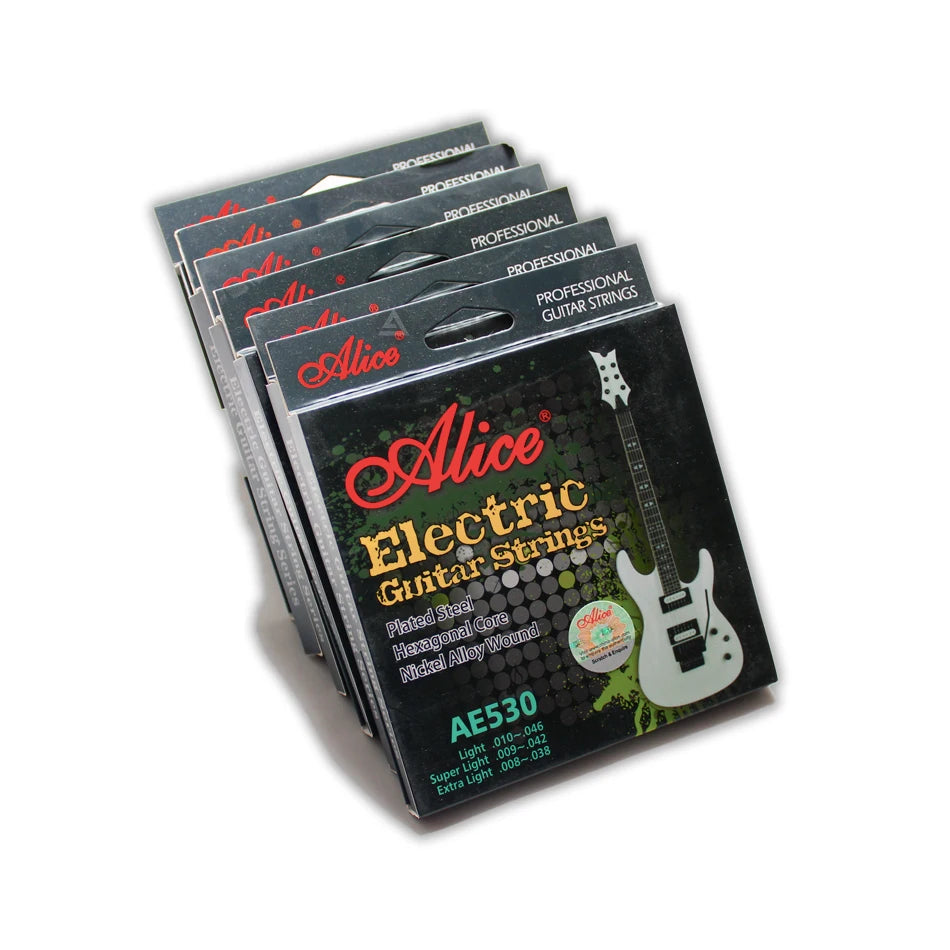 Original ALICE AE530 Electric Guitar Strings 1st-6th Light Super Light Extra Light Nickel Alloy Wound Full Set Hexagonal Core [SPT]