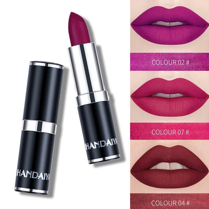 Handaiyan Sexy Nude Red Brown Purple Lipgloss Matte Lip Gloss Velvety Lipstick Matte Waterproof Makeup Long Lasting Cosmetic [CSM]