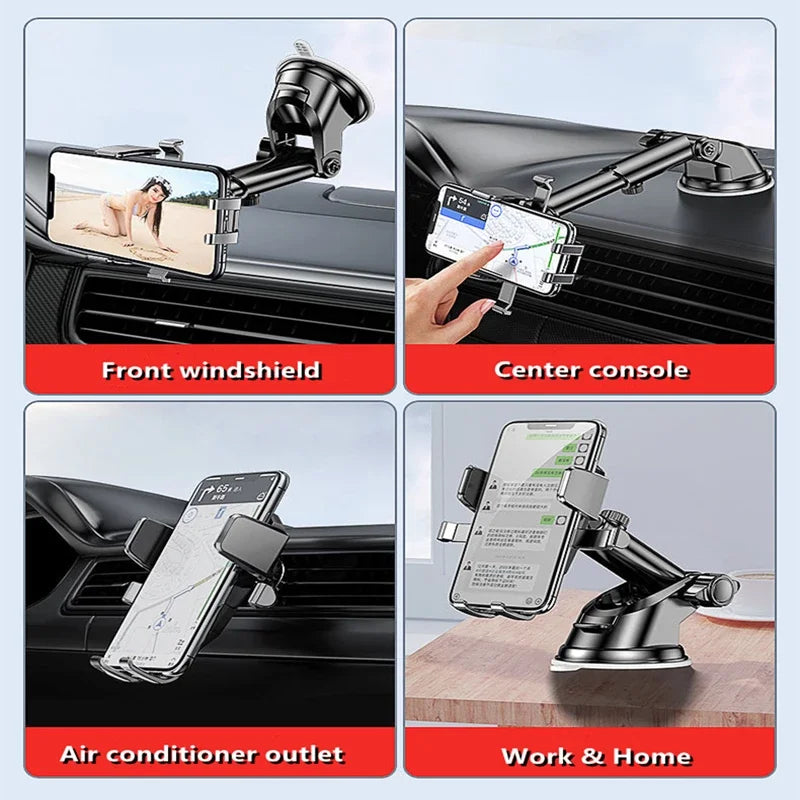 Air Outlet Car Phone Bracket Sucker Car Phone Holder GPS Telefon Mobile Cell Support For iPhone 14 13 Samsung Smartphone Stand [CAR]