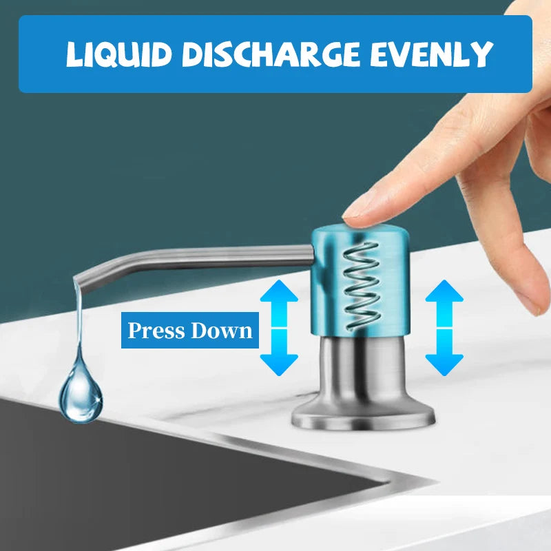 Kitchen Sink Liquid Soap Dispenser Pump Stainless Steel 500ML Liquid Soap Bottle Sink Mount Hand Pressure Soap Dispenser Bottle [DSP]