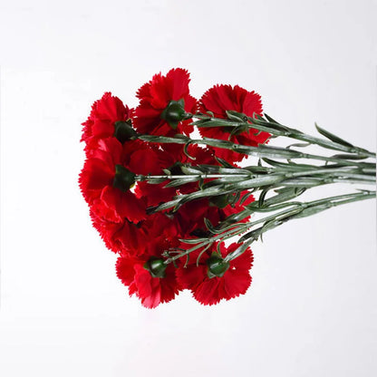 1PC Red Carnations Artificial Silk Flowers Bouquet Wedding Party Home Decorations Fake Flowers Photo Props Mother's Day Gift [FLW]
