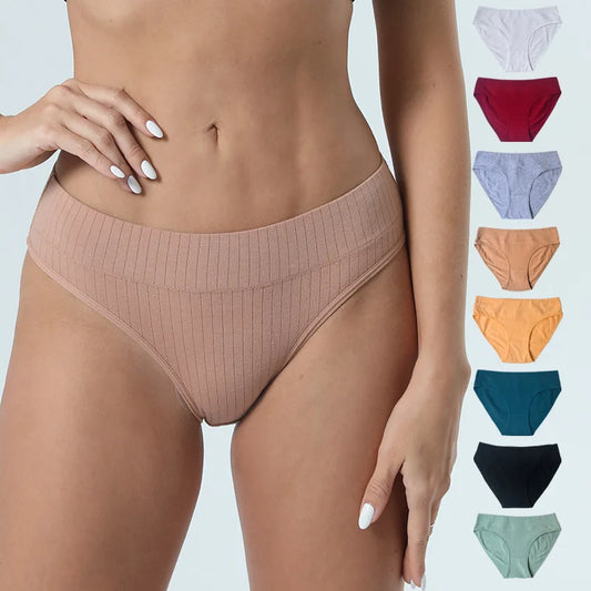 2PCS/Set Women Plus Size Seamless Cotton Panties Daily Underwear Sexy Female Rib Underpants Girls Comfort Briefs Lingerie 835 [UND]