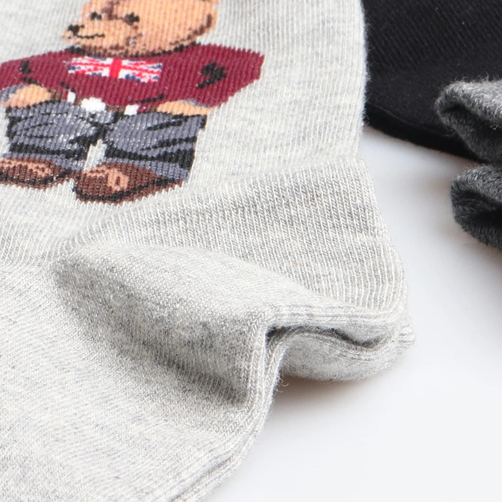 1 Pair Cartoon Gentleman Bear Men's Socks Cotton Harajuku Skateboard Socks Novelty Breathable Sox Christmas Gift Factory Direct [SOX]