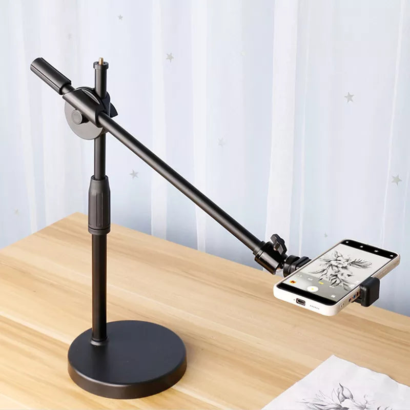 Overhead Tripod with Ring Light Table Tabletop Shooting Stand Tripods with Mobile Phone Holder Boom Arm for Nail Art Photography [PHO]