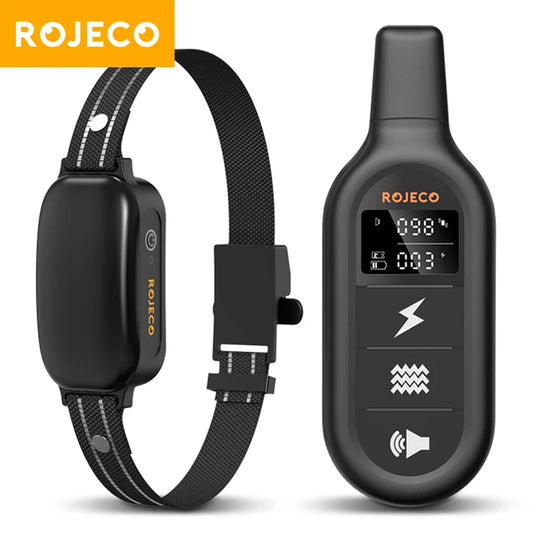 ROJECO Electric Dog Training Collar 3300ft Remote Control IPX7 Waterproof Vibrator Electric Pet Puppy Dog Bark Stop Shock Collar [ADL]