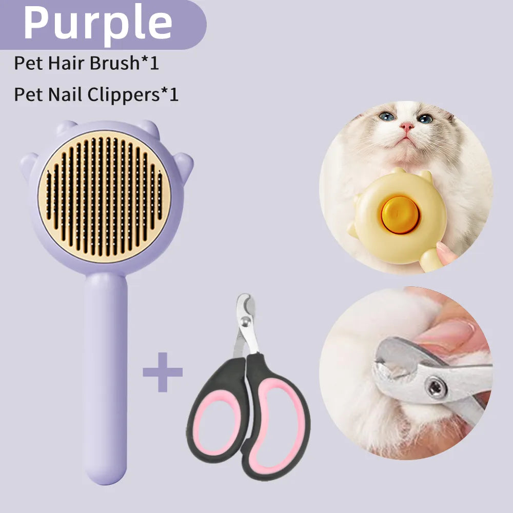 Pet Grooming Needle Brush Magic Massage Comb Hair Remover Pets General Supplies with Pet Nail Clippers For Cat Dog Cleaning Care [PET]