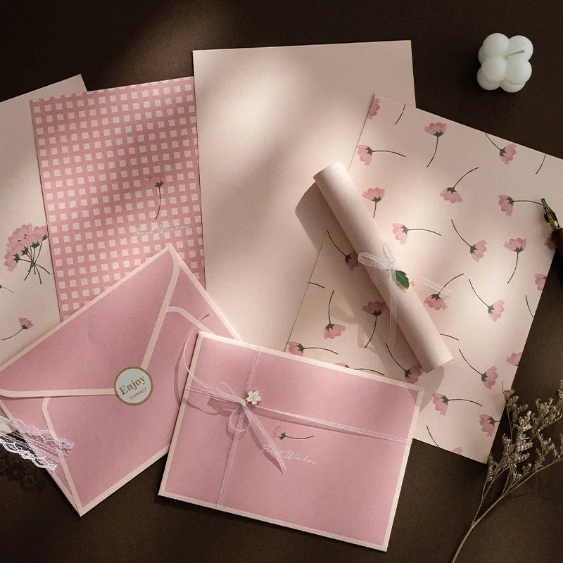 12pc/set Ins Floral Envelopes Kawaii Letter Pads DIY Wedding Party Invitations Cards Envelopes with Stickers Korean Stationery [OFF]