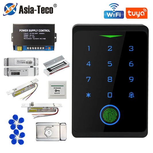 Tuya WIFI Fingerprint Access Control Kits Security Protection Waterproof Outdoor Keypad Door Opener Rfid Digital Electronic Lock [SEC]