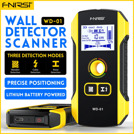 FNIRSI WD-01 Metal Detector Wall Scanner with Newly Designed Positioning Hole for AC Live Cable Wires Metal Wood Stud Find [MTL]