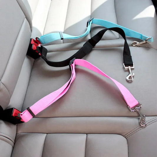 Adjustable Pet Cat Dog Car Seat  Belt Pet Seat Vehicle Dog Harness Lead Clip Safety Lever Traction Dog Collars Dog Accessoires [PET]