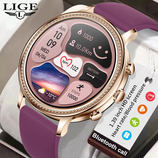 LIGE Luxury Smart Watches For Women Bluetooth Call Connected Phone Women Watch Health Monitor Sports Smartwatch 2023 Women Gift [MTR]