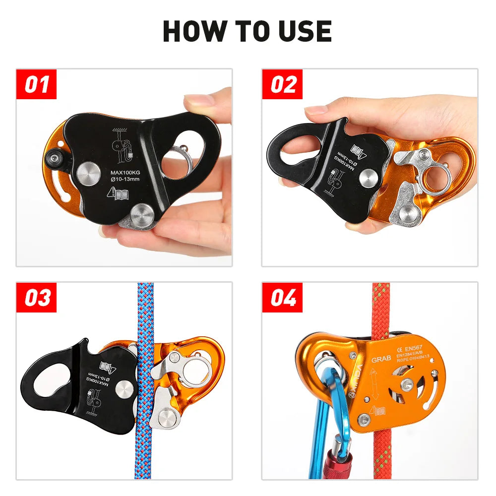 XINDA Rock Climbing Asending & Descending Safety Equipment Removable Rope Gripper Automatic Lock Anti Fall Protctive Gear [SPT]