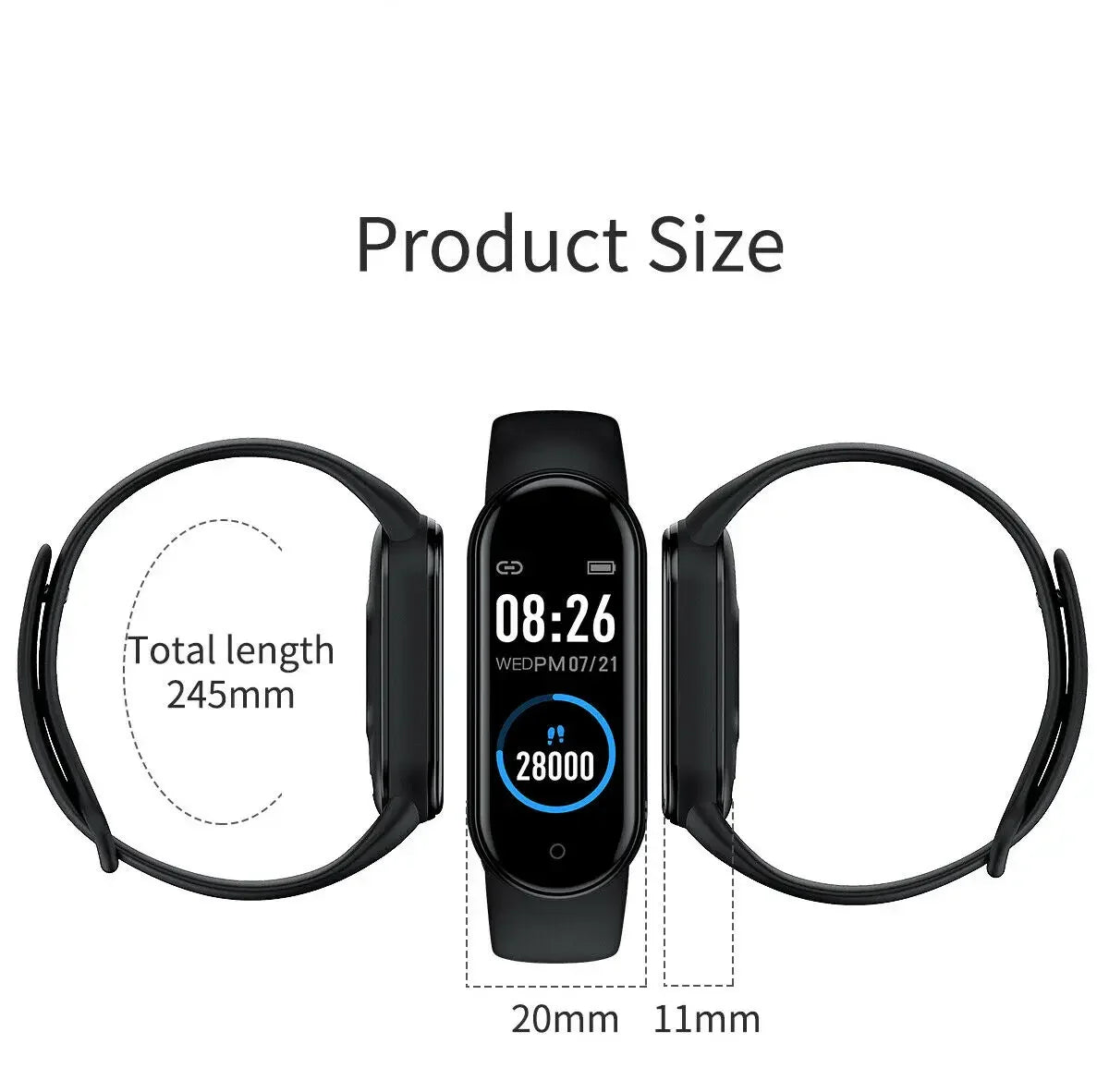 M5 Smart Watch Color Screen Step Counting Multi-Sport Mode Message Reminder Photography Music Remote Control Smart Band [SWH]