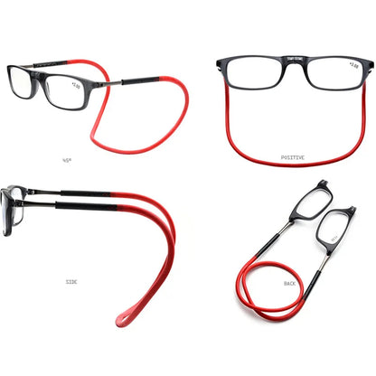 Portable Folding Neck Hanging Presbyopic Glasses High Definition Resin Fashion Magic Magnet Presbyopic Glasses Reading Glasses [MAG]