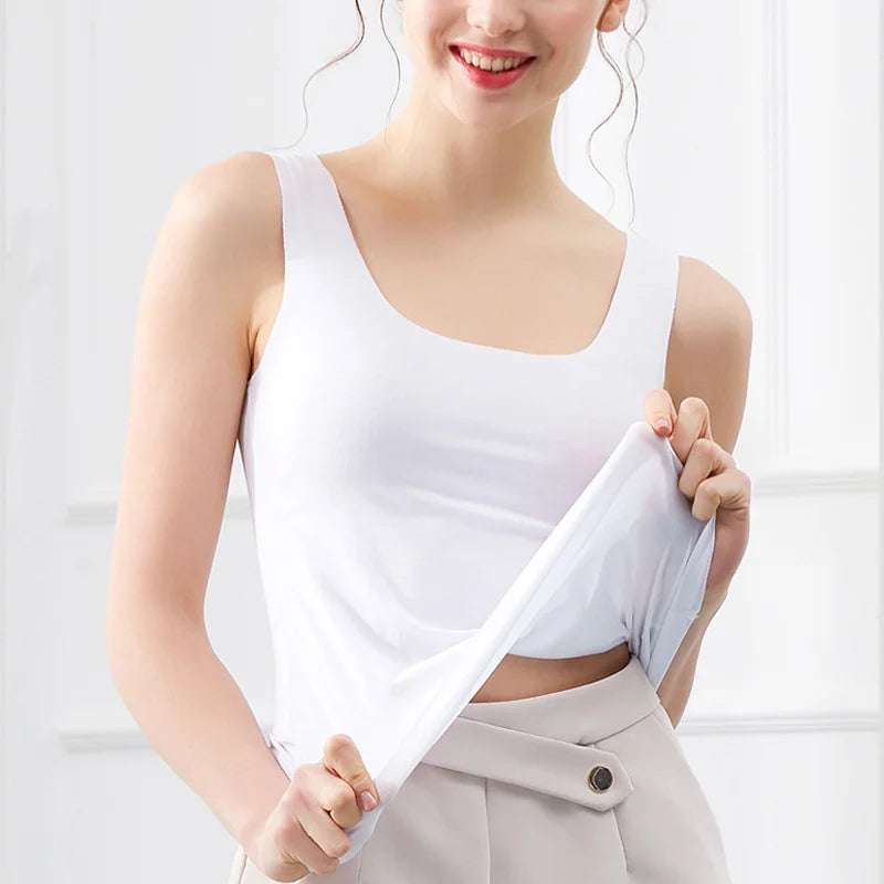 Women Summer Tight fit No trace Tanks Camis Vest Fashion Casual Sleeveless Ladies Street Tanks Tops Tees Hotsweet Bra B3192 [BRA]