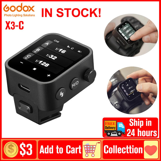 Godox X3 X3-C Flash Trigger TTL HSS Transmitter Touch Screen Trigger for Canon EOS R RP 90D R5 R6 Mark II 5D Mark IV DSLR Camera [PHO]