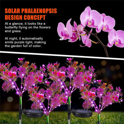 1pc Solar Light Outdoor Garden Decorative Solar Powered Phalaenopsis Flower Light Waterproof IP65 Gardening Gifts for Women [SLG]