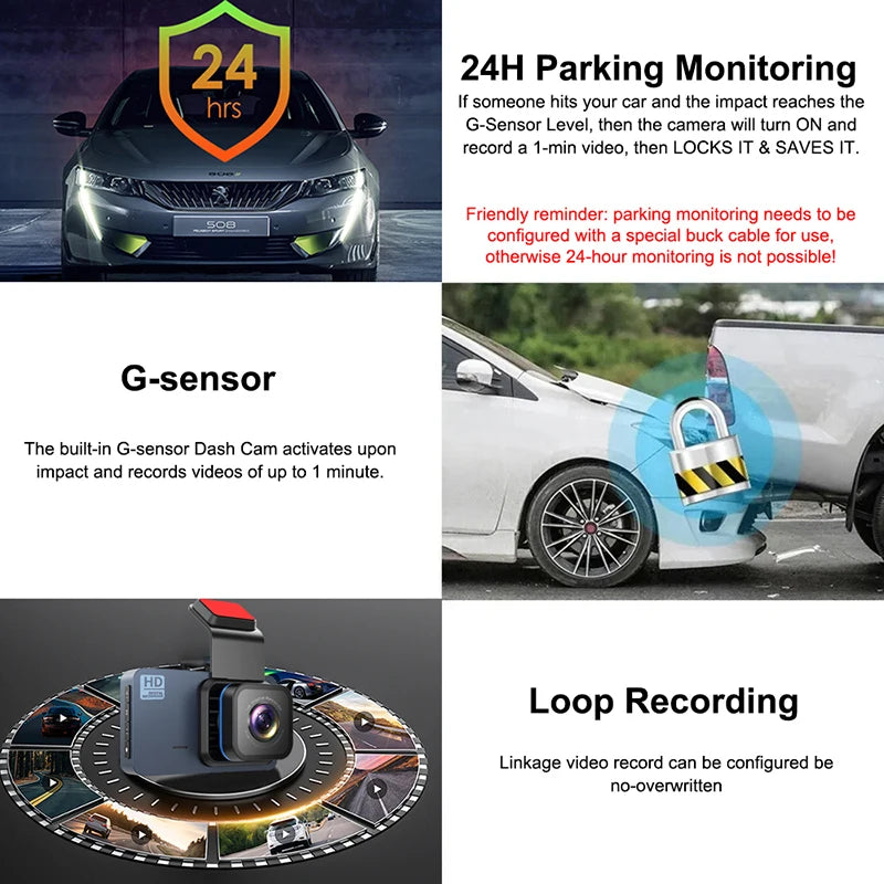 Dash Cam for Cars 4K Front and Rear Camera Car Dvr WIFI Car Camera for Vehicle Video Recorder Rear View Camera Parking Monitor [CAR]