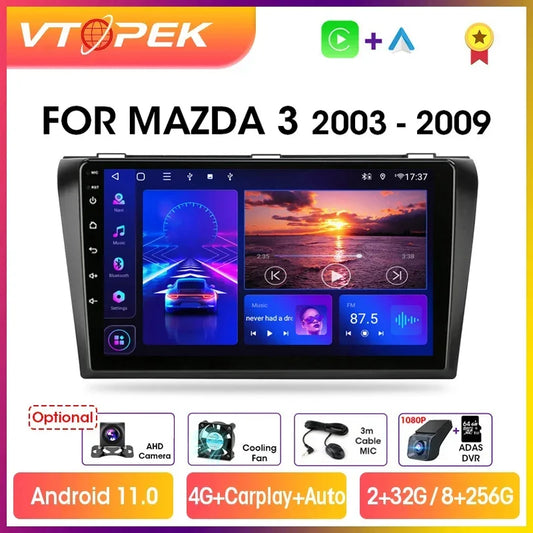 Vtopek 9" 4G Carplay DSP 2din Android 11 Car Radio Multimedia Player Auto Stereo Navigation GPS For Mazda 3 2004-2009 With BOSE [CAR]