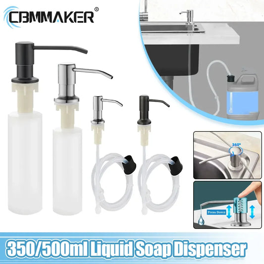 Kitchen Sink Liquid Soap Dispenser Pump Stainless Steel 500ML Liquid Soap Bottle Sink Mount Hand Pressure Soap Dispenser Bottle [DSP]