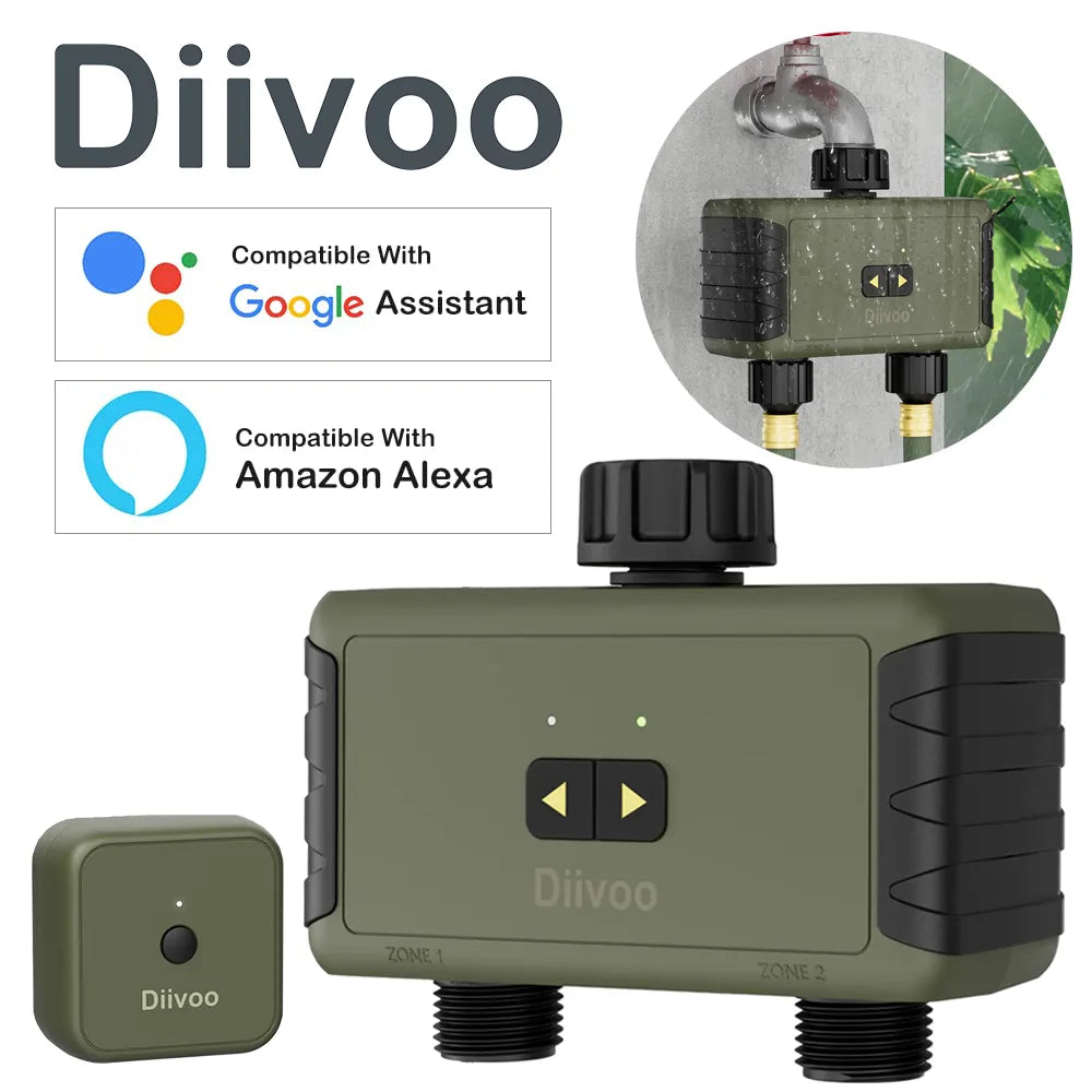 Diivoo 1/2/3 Zone Garden Watering Timer Wifi Automatic Drip Irrigation Controller Water Valve Garden Automatic Watering System [GAR]