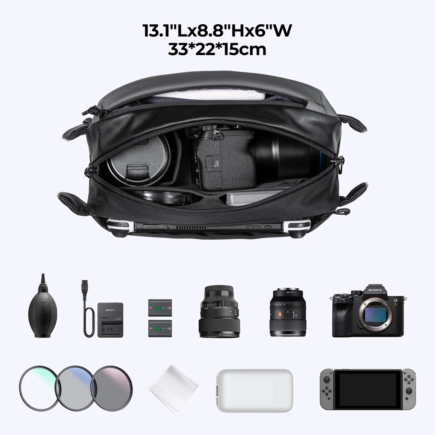 K&F Concept Lightweight Camera Sling Bag 10L Photography Shoulder Bag for Digital Canon/Nikon/Sony Cameras/DJI Mavic Drone Pouch [PHO]