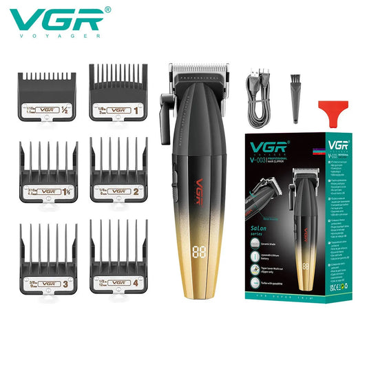 VGR Hair Clipper Professional Hair Trimmer 9000 RPM Barber Hair Cutting Machine Digital Display Haircut Clipper for Men V-003 [HAI]