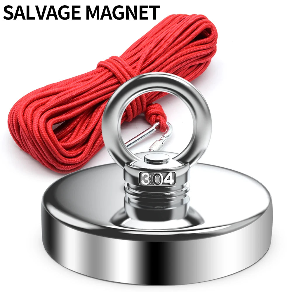 N52 Salvage Magnet Heavy Duty Search Magnets Strong Neodymium Magnet Deep Sea Fishing Magnets Mounting with Ring Eyebolt [MAG]