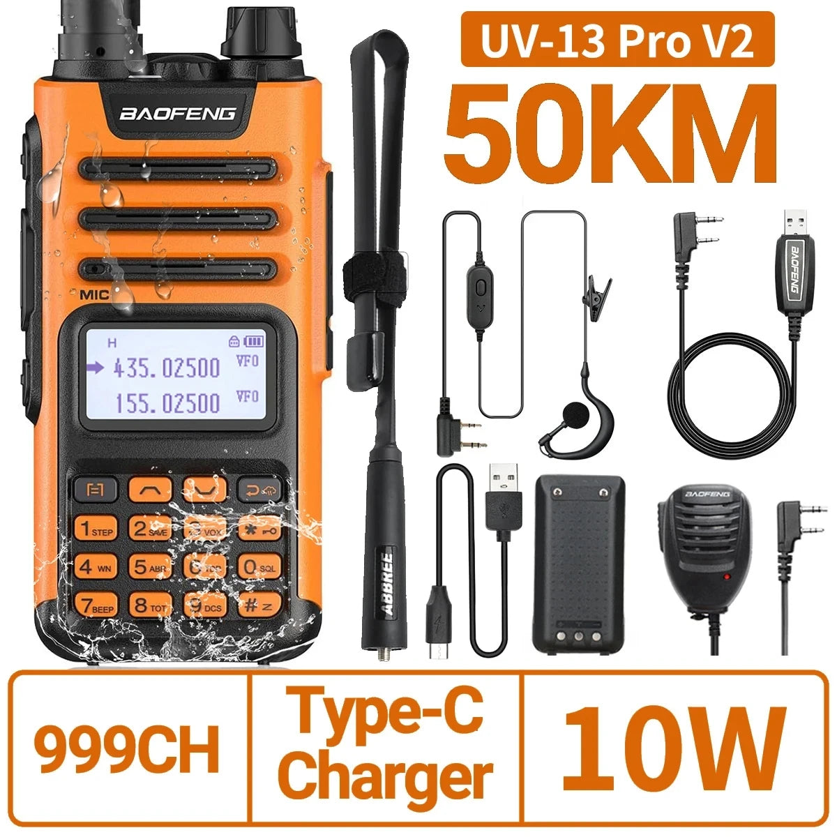 BaoFeng UV-13 PRO V2 V1 Walkie Talkie M-13 Pro Dual Band 999 Channels Type-C  Long Range UV-5R Transceiver Ham CB Two Way Radio [TEL]