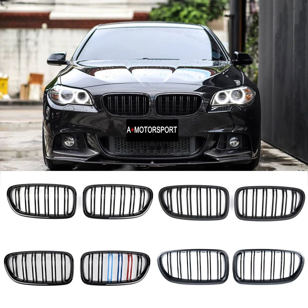 Car Gloss Black Kidney Grill Dual Slats Racing Grill For BMW 5 Series F10 F11 F18 520d 530d 540i 2010-2017 Replacement Part [BDK]