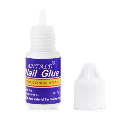 Fast Drying Nail Art Glue Tips Glitter UV Acrylic Rhinestones Decorations False Nails With Glue Tip Manicure Nail Accessories [BEU]