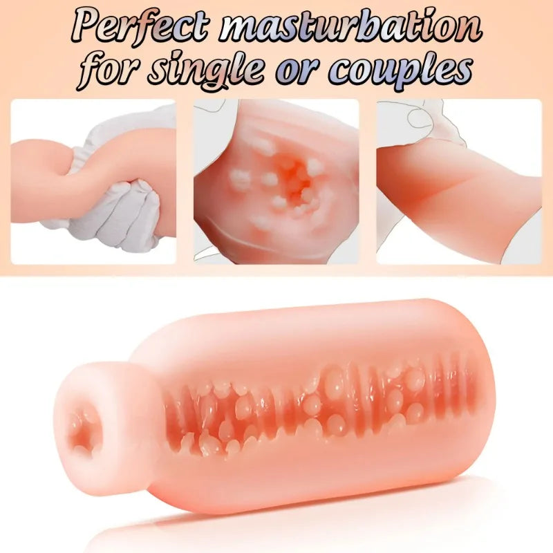 Male Masturbation Cup Milk Bottle Shape Silicone Masturbator Soft Emulational Vaginal Bulge Portable Manual Sex Toys for Man [ADL]