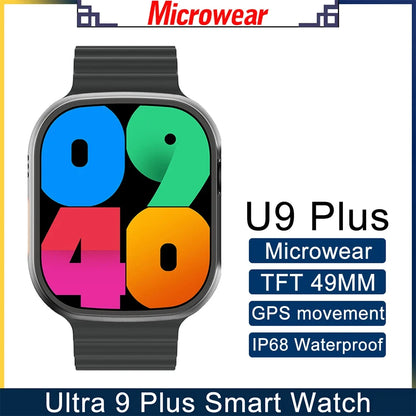 New Microwear Ultra 9 Plus Smart Watch For Men Sport Women HD Bluetooth Call Series 9 Fitness IP68 49mm NFC GPS Track Smartwatch [SWH]