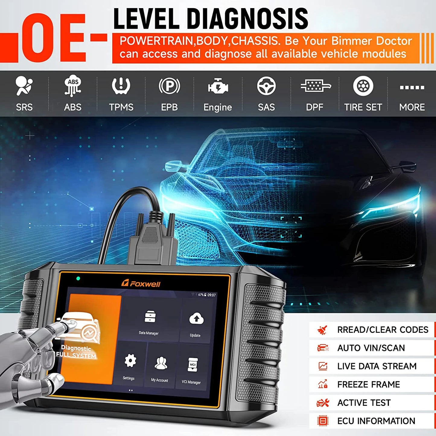 FOXWELL NT710 OBD2 Car Diagnostic Tools All System Code Reader Bi-Directional Test IMMO A/F 30+ Reset ODB 2 Automotive Scanner [CAR]