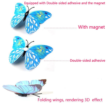 New Style 12Pcs Double Layer 3D Butterfly Wall Stickers Home Room Decor Butterflies For Wedding Decoration Magnet Fridge Decals [DEC]