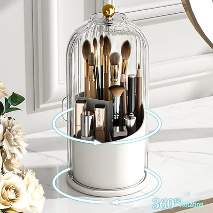 360° Rotating Makeup Brush Holder With Lid Luxury Cosmetic Organizer Lipstick Eyebrow Pencil Holder Eye Shadow Storage Box [CSM]