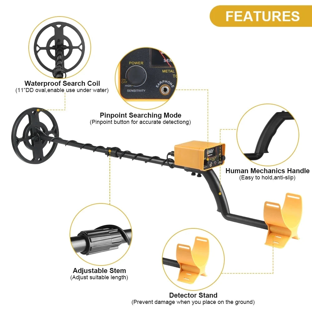 Tanxunzhe TC-200Y Upgrade Metal Detector Underground Wire Iron Metal Gold Detector Adjustable Tracker for Treasure Search New [MTL]