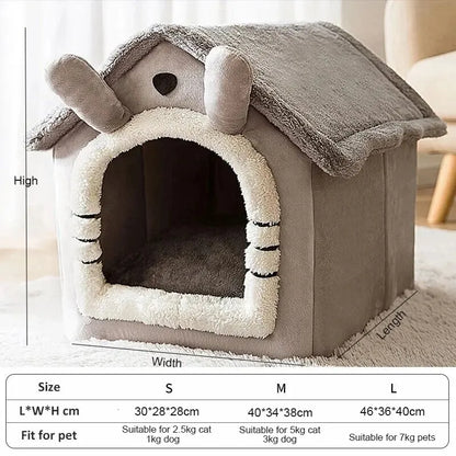 Indoor Warm Dog House Soft Pet Bed Tent House Dog Kennel Cat Bed with Removable Cushion Suitable for Small Medium Large Pets [PET]