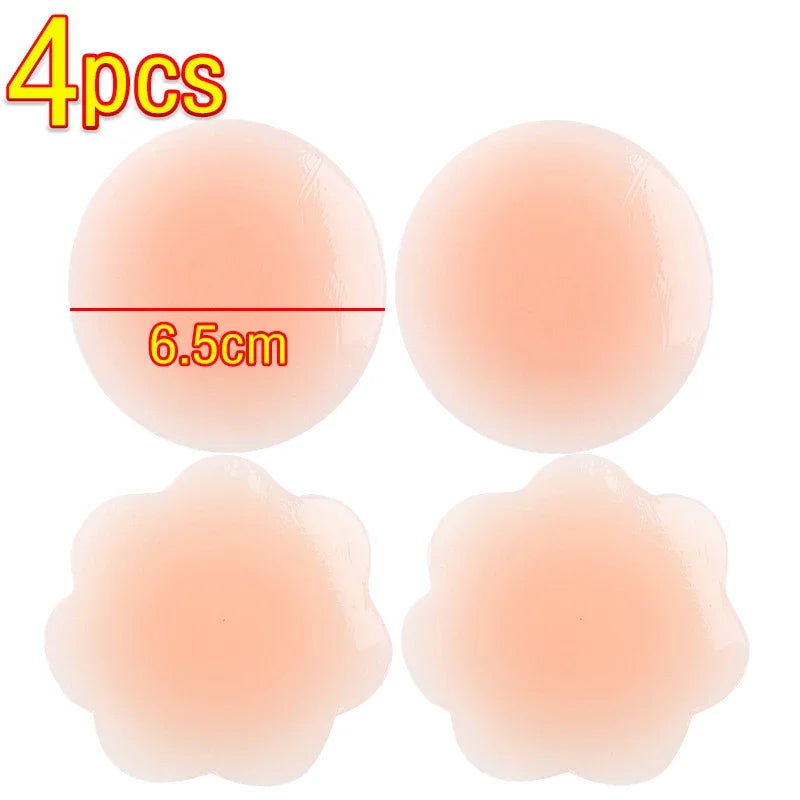 Silicone Nipple Cover Reusable Women Bra Sticker Breast Petal Strapless Lift Up Bra Invisible Boob Pads Chest Pasties Intimates [UND]