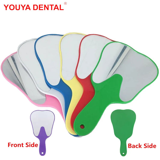 PVC Unbreakable Hand Mirror With Handle Tooth Shape Mirrors Dental Mouth Examination Makeup Mirror Dentistry Accessories Gift [DEN]