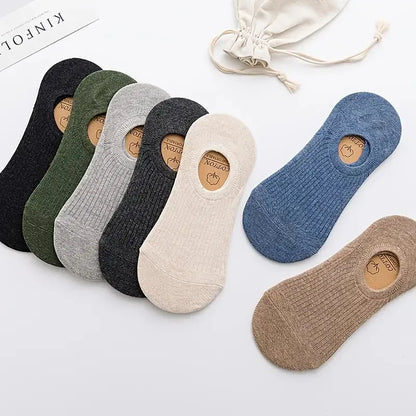 5Pair / Lot Men's Socks Non-slip Silicone Invisible Cotton Sock Breathable Mesh Comfortable Summer Thin Sports Men Sock Elastic [SOX]