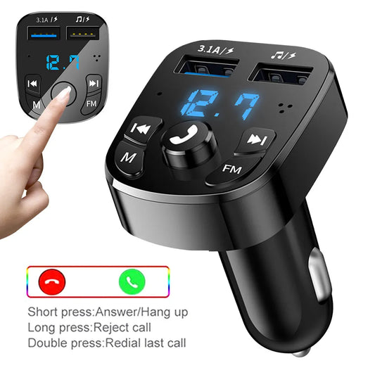 Car Charger FM Transmitter Bluetooth Audio Dual USB Car MP3 Player Autoradio Handsfree Charger 3.1A Fast Charger Car Accessories [CAR]