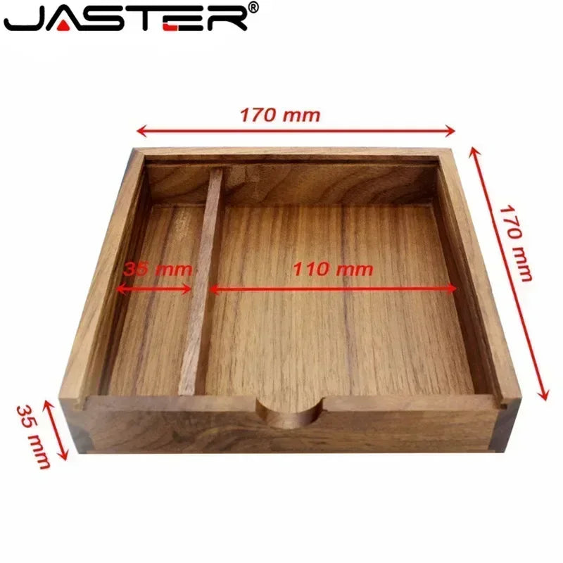 JASTER Maple Photo Album Wood USB+Box Memory Stick Pendrive 8GB 16GB 32GB 64GB 128GB Photography Gift Free LOGO (170*170*35 MM) [PHO]