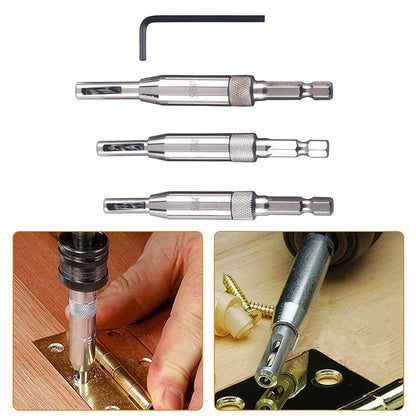 3pcs Self Centering Hinge Drill Bits Door Window Cabinet Cupboard Hinge Drilling Holes Cutter Woodworking Center Drill Bits [TPT]