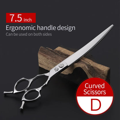 Pet Grooming Scissors FIRELION 7.0/7.5/8.0 Inch 440c Steel Professional Dog Grooming Shears Animal Curved Scissors for Dogs Hair [PET]